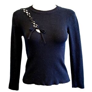 2️⃣9️⃣/4️⃣ Black knits long sleeve slit lace tie top